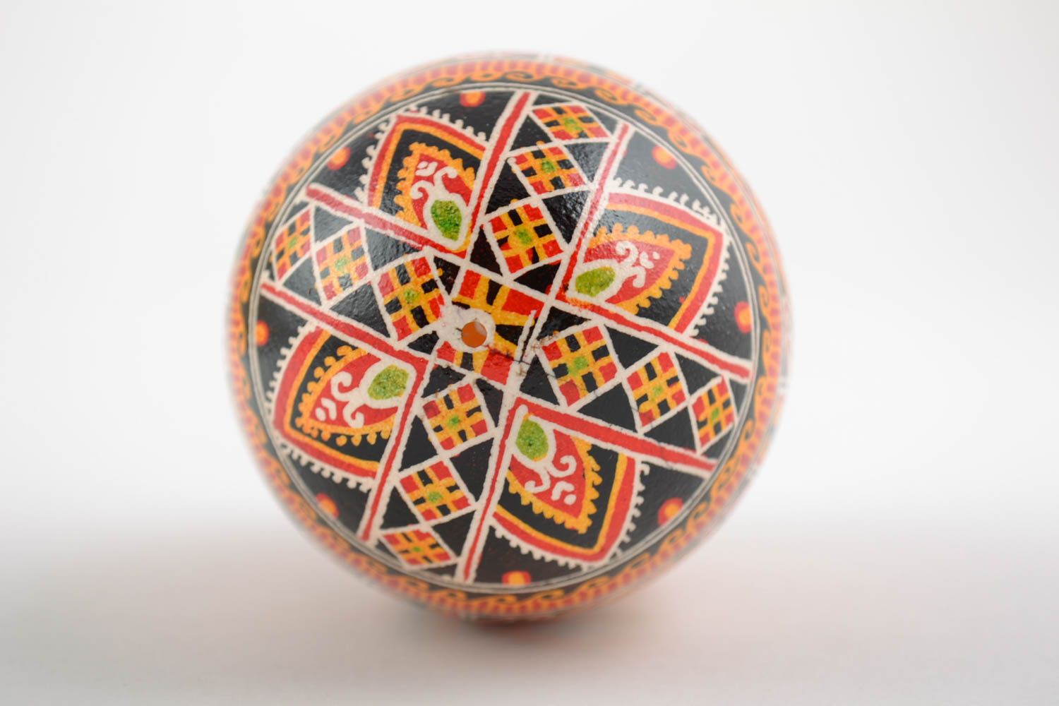Easter egg painted with acrylic dyes goose handmade pysanka with horse pattern photo 5
