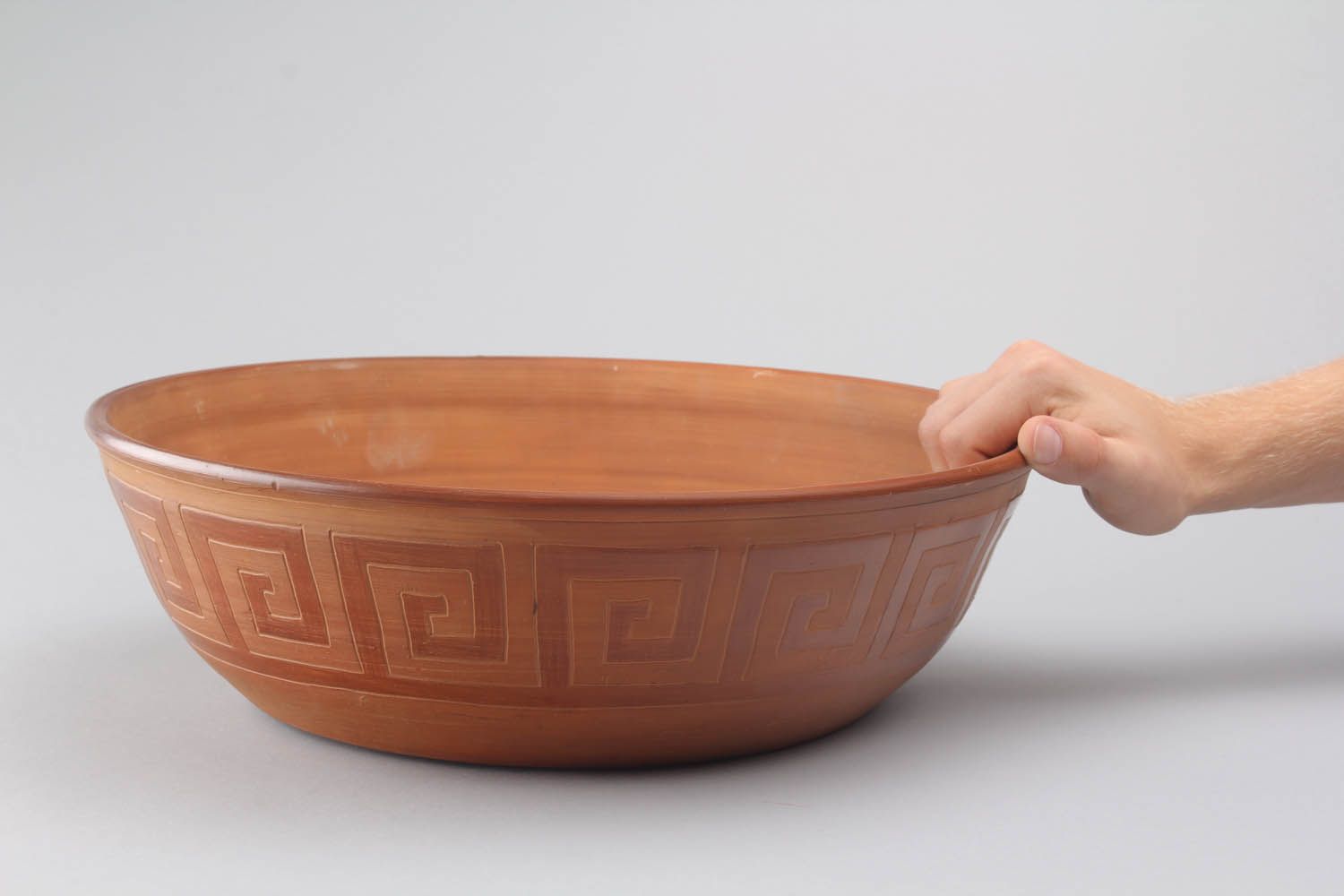 Tigela grande de argila feita à mão louça de cerâmica decorativa artesanal foto 2