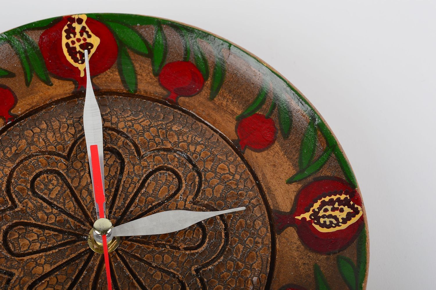 Horloge murale fait main Horloge céramique ronde motifs Accessoire maison photo 4