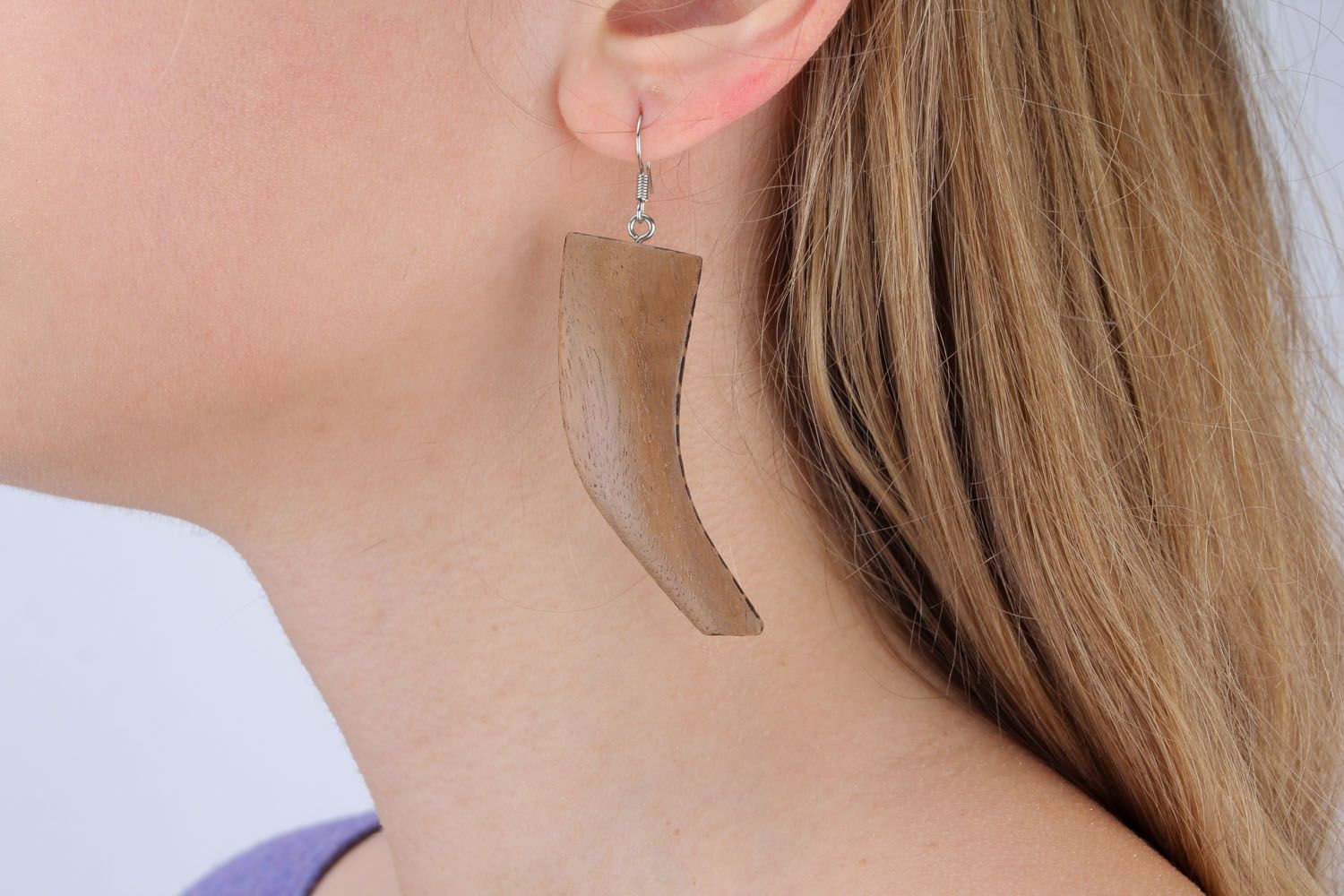 Large wooden earrings photo 1