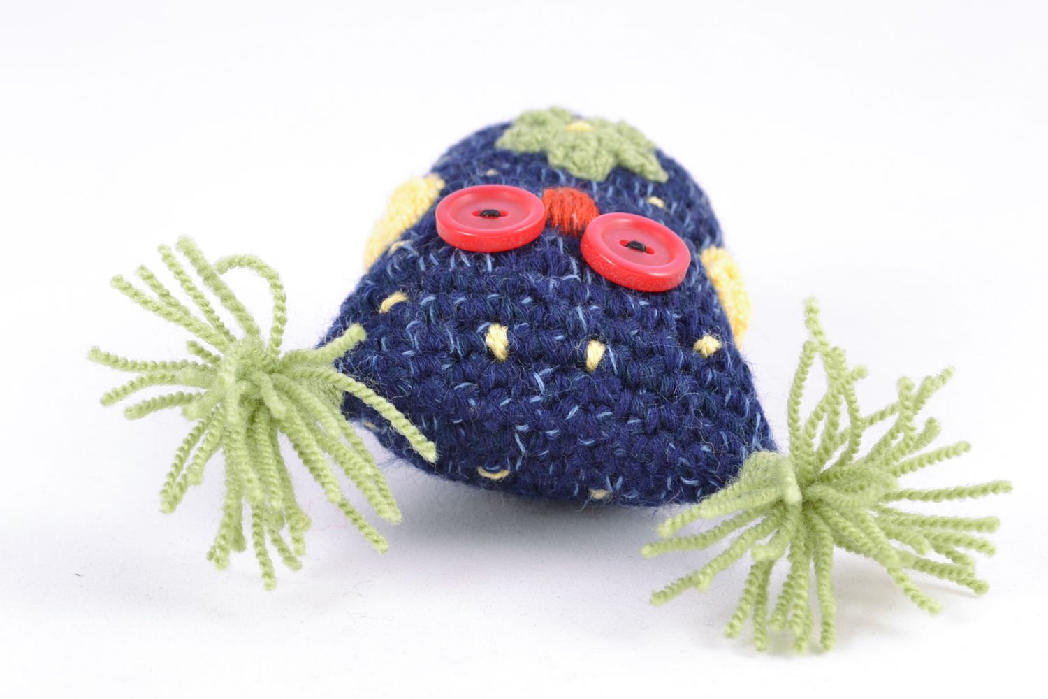 Petit doudou tricoté en coton, laine et acrylique fait main pour enfant Hibou  photo 5