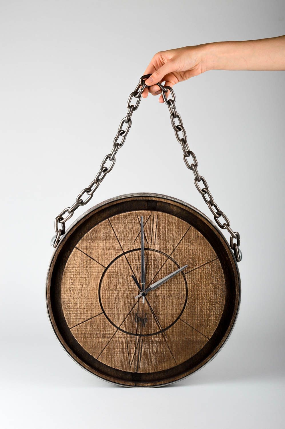 Необычные часы ручной работы деревянные часы настенные часы с металлом фото 1