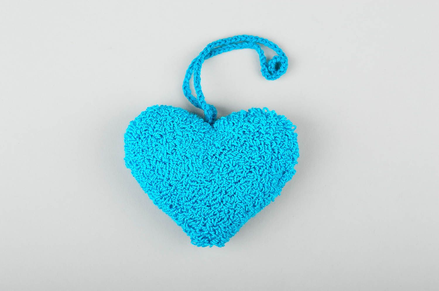 Декор для дома хэнд мэйд мягкое сердце из ниток декоративное сердце голубое фото 1