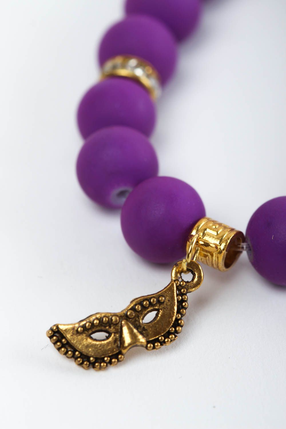 Фиолетовый браслет ручной работы модная авторская бижутерия браслет на руку фото 4