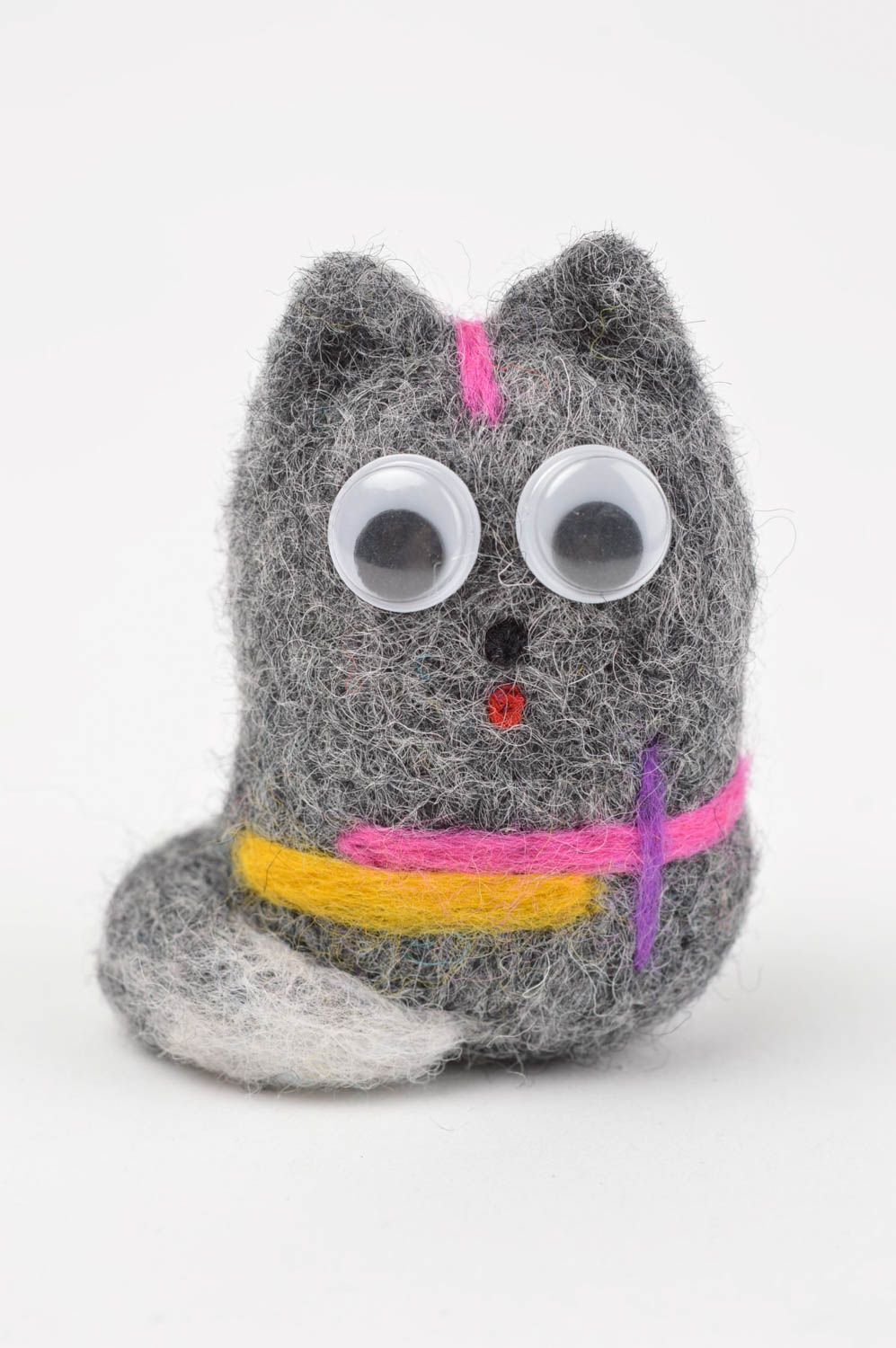 Handmade Kuscheltier Katze aus Wolle Stoff Spielzeug Geschenk für Kinder foto 2
