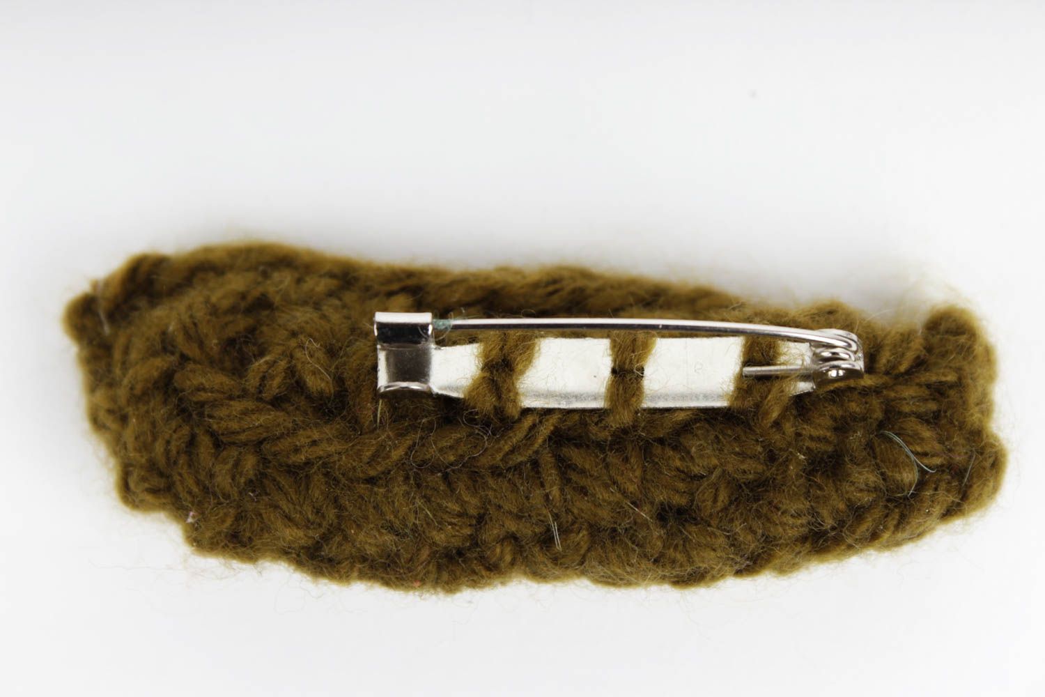 Handmade designer textile brooch crocheted brooch in box beautiful accessory photo 5