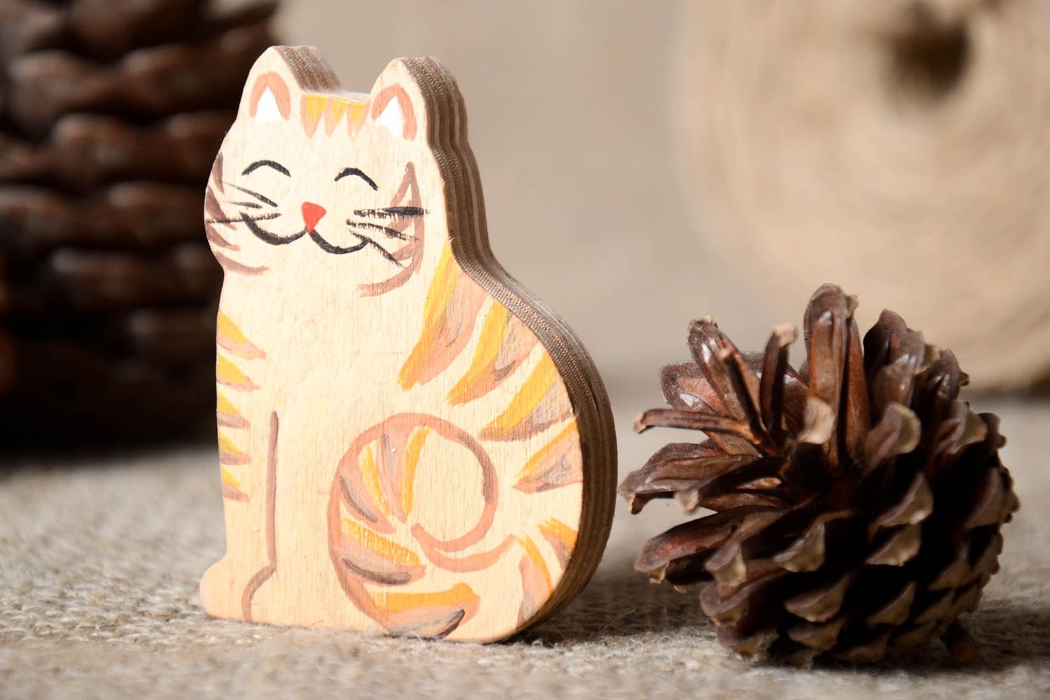 Figura artesanal gato pelirrojo regalo para amigos decoración de hogar foto 1