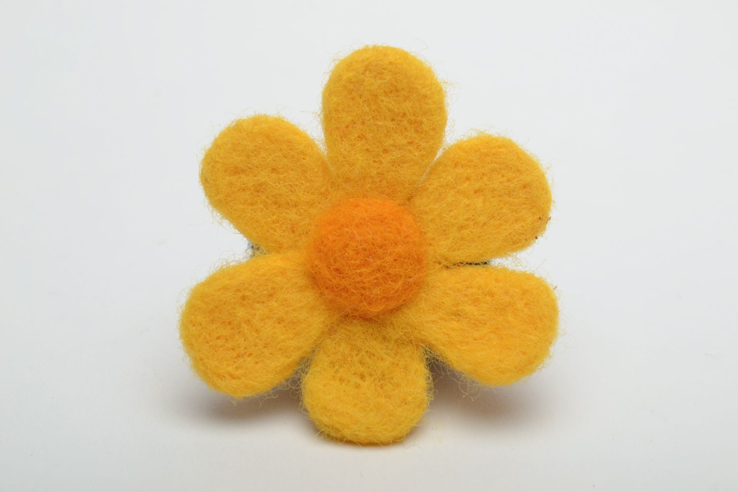 Шерстяная резинка для волос ручной работы Желтый цветок фото 2