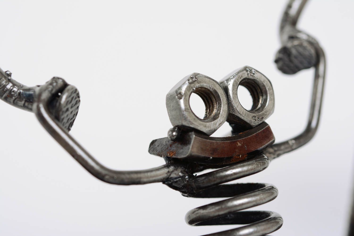 Handmade miniature metal figurine in techno art style for interior robot family photo 4
