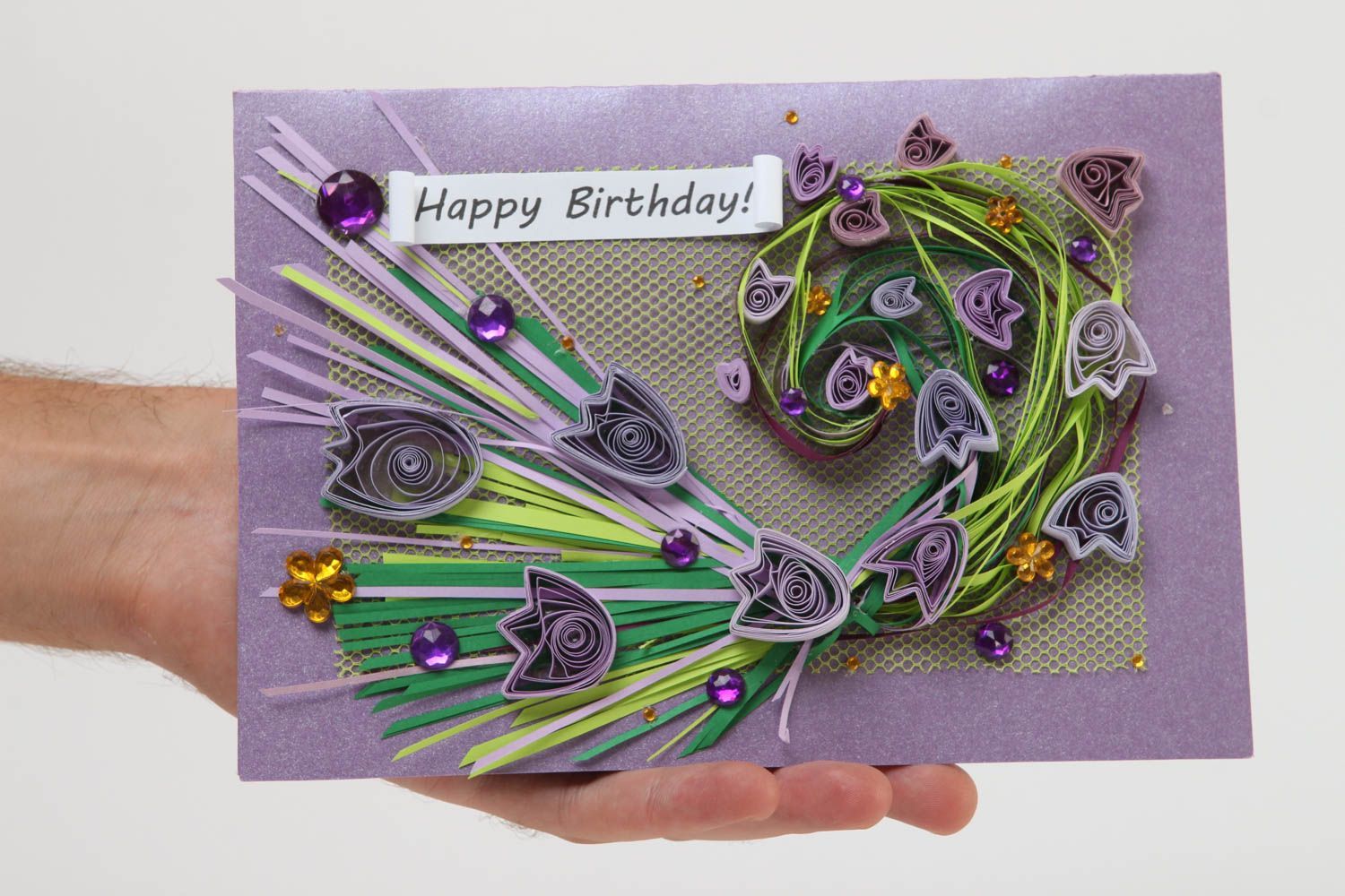 Handmade schöne Grusskarten Scrapbook Karten Papier Karten rechteckig violett foto 5