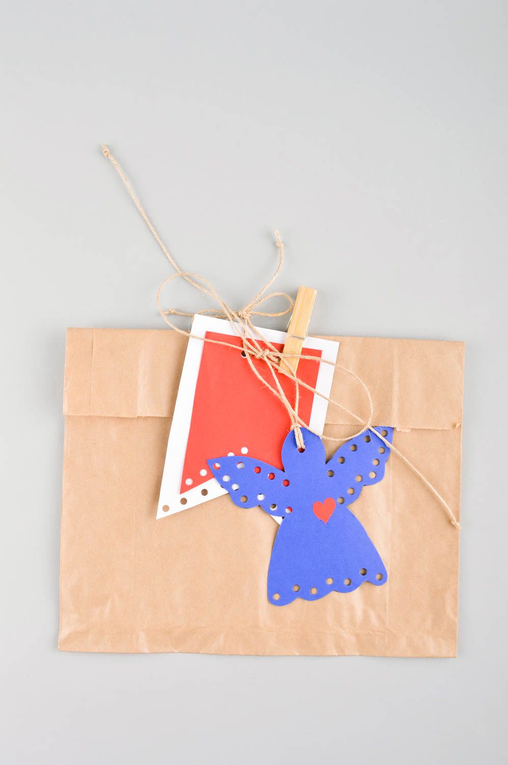 Pochette cadeau faite main Emballage cadeau avec ange bleu Petit cadeau photo 1