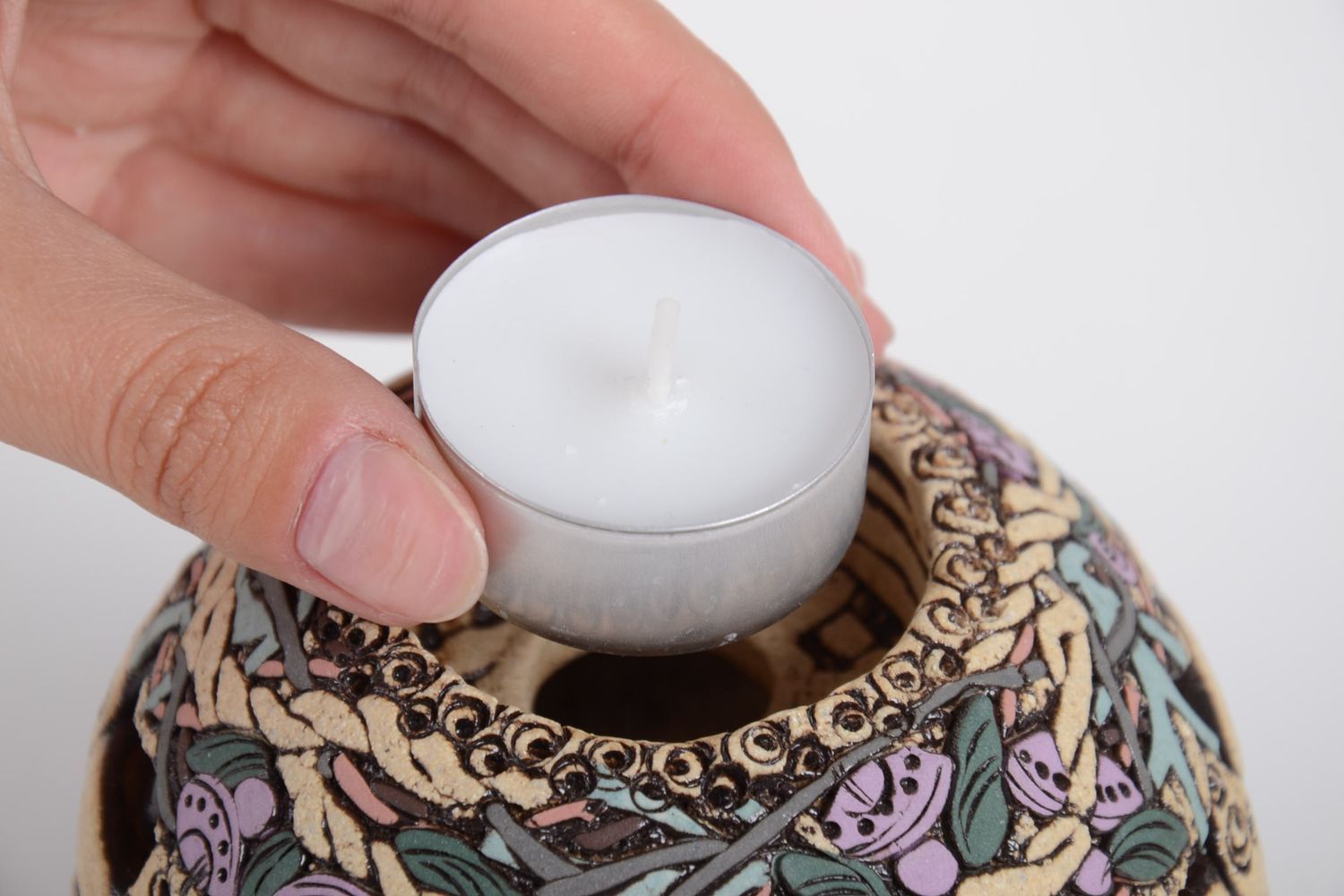 Schöner Keramik Teelichthalter Deko Idee kleiner Deko Kerzenhalter Haus Deko foto 5