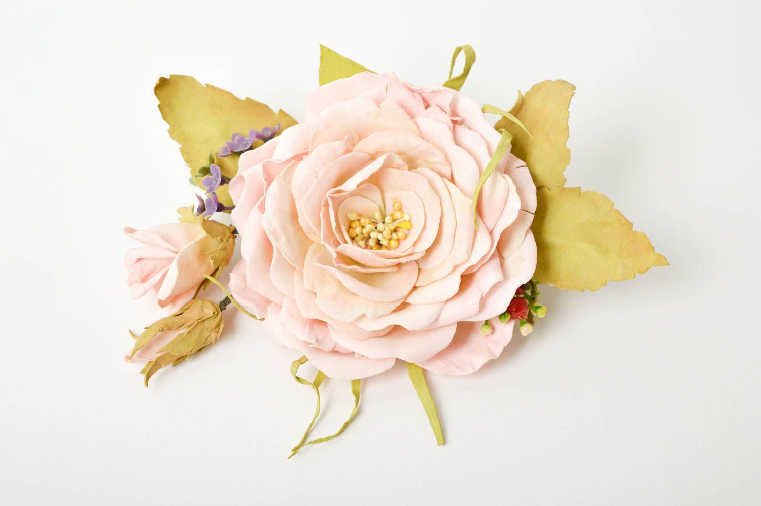 Заколка для волос ручной работы украшение на голову заколка-цветок Роза большая фото 4