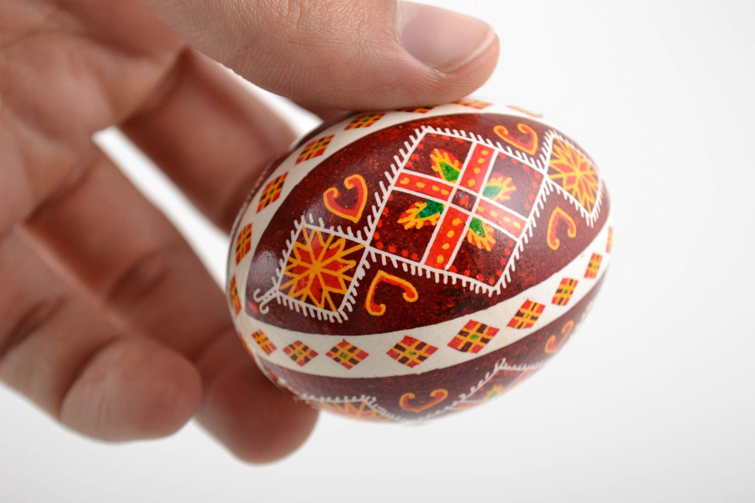 Unusual design handmade Easter egg painted with acrylics photo 2