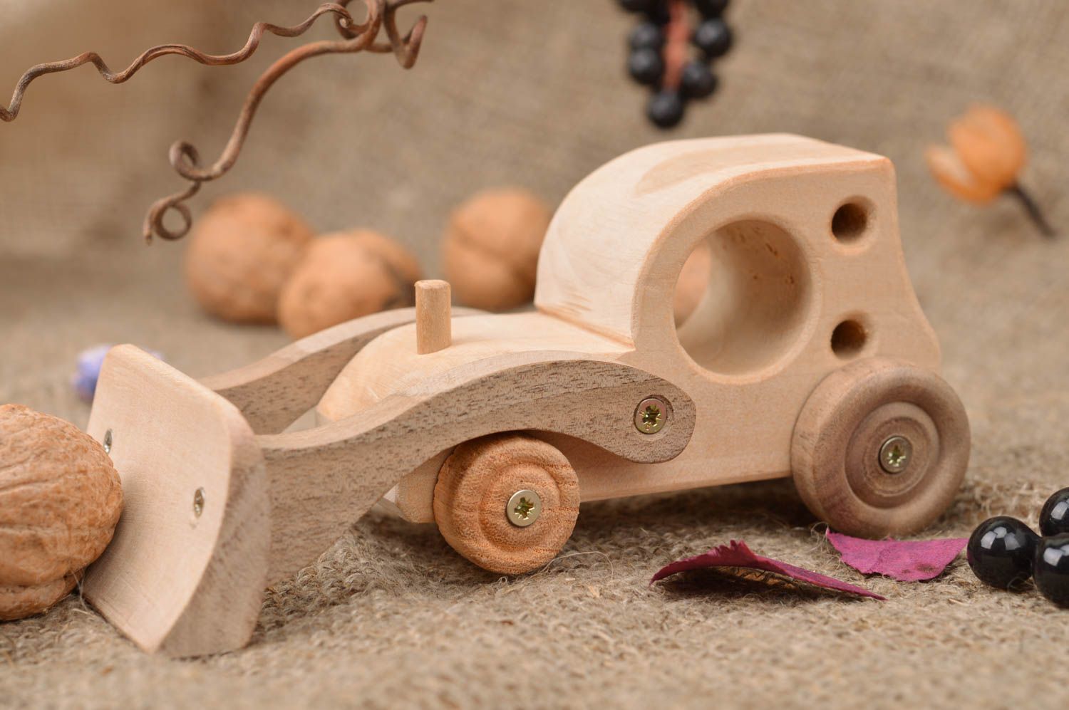 Unusual handcrafted wooden toy car for boys eco friendly Snow Removal Machine photo 1