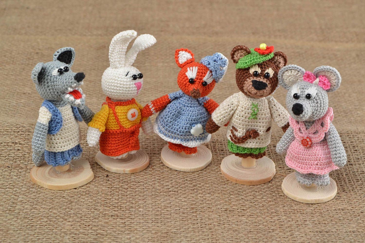 Handmade toy unusual finger toy set of 5 items handmade crocheted finger toy photo 1