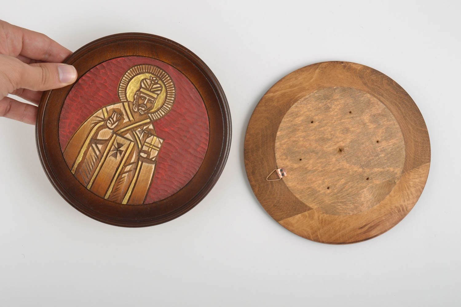 Platos de madera hechos a mano elementos decorativos decoración de pared foto 4