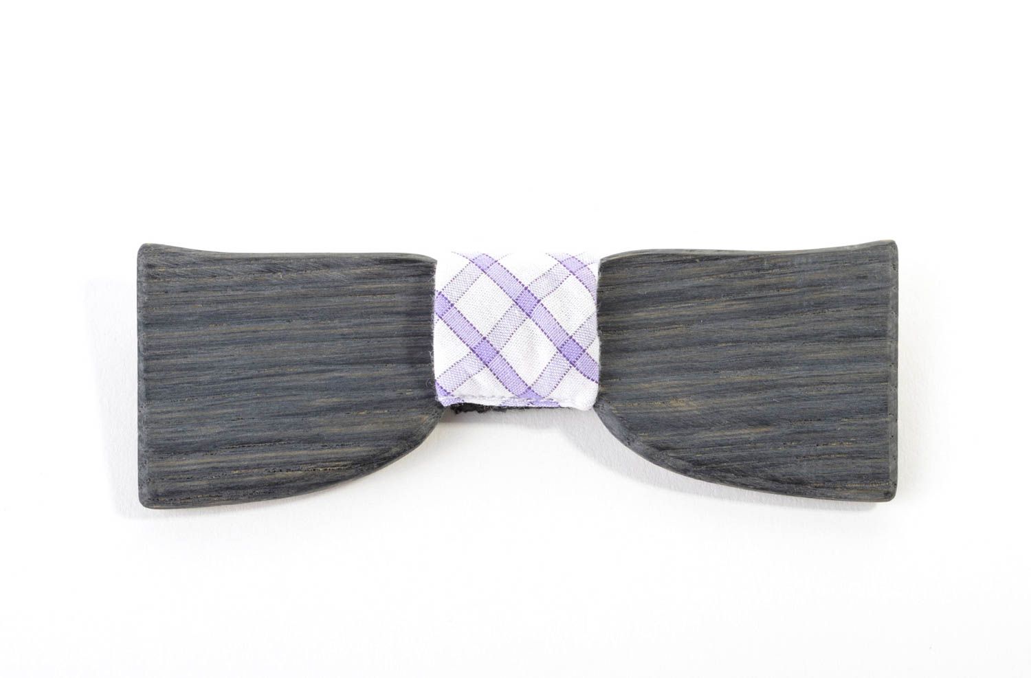 Dunkle Fliege aus Holz handmade Accessoire für Männer Krawatte Fliege kariert foto 4