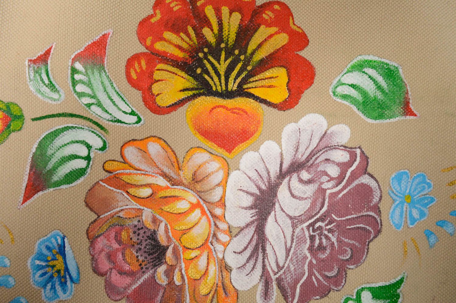 Bolso de tela artesanal pintado con acrílicos foto 2