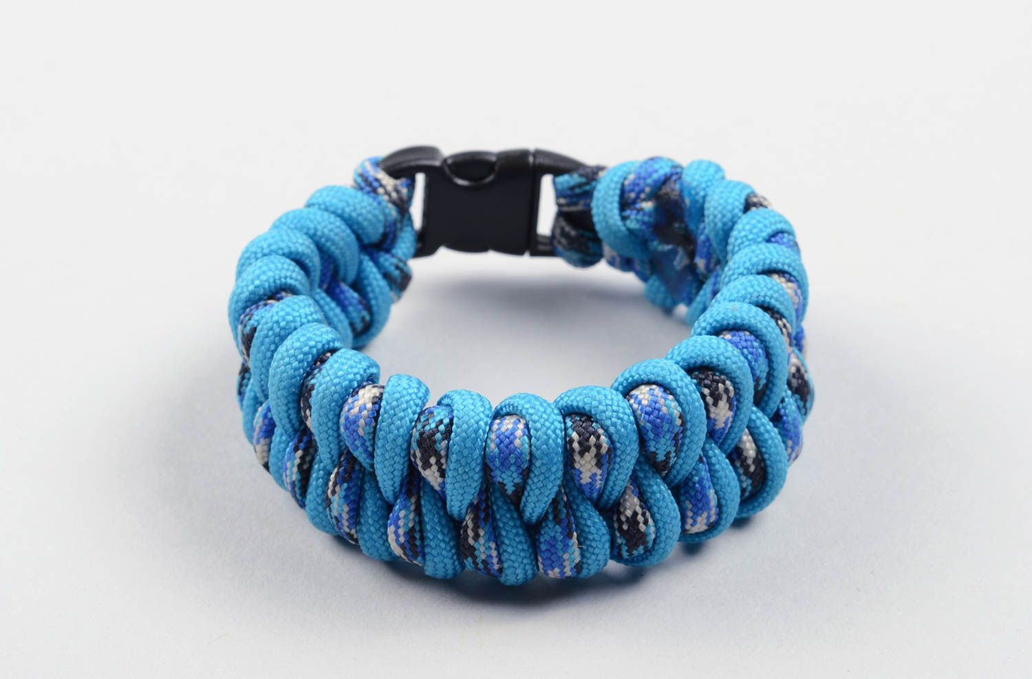 Handmade male designer bracelet unusual wide bracet blue paracord bracelet photo 1