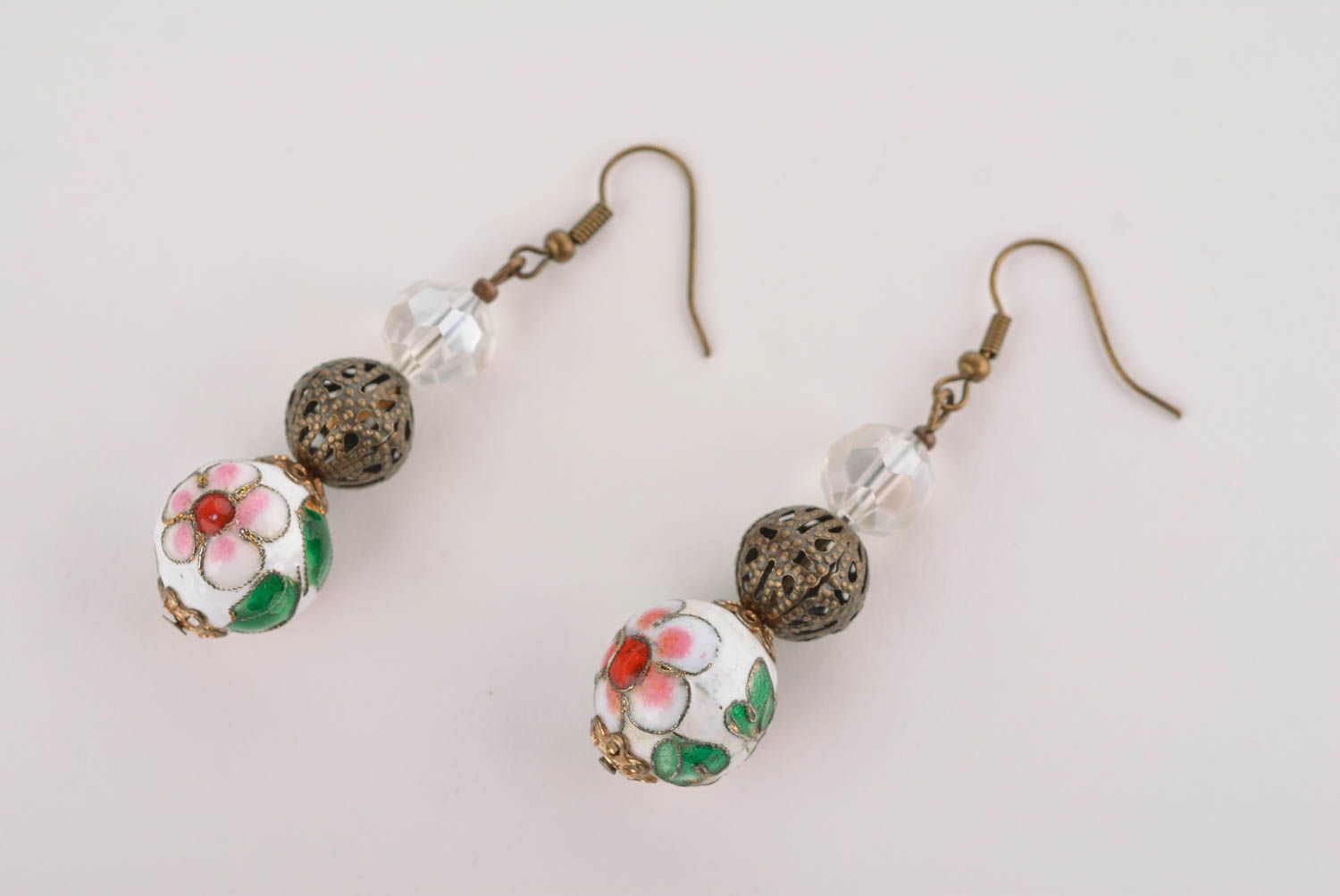 Unusual handmade metal earrings beaded earrings designer accessories for girls photo 4