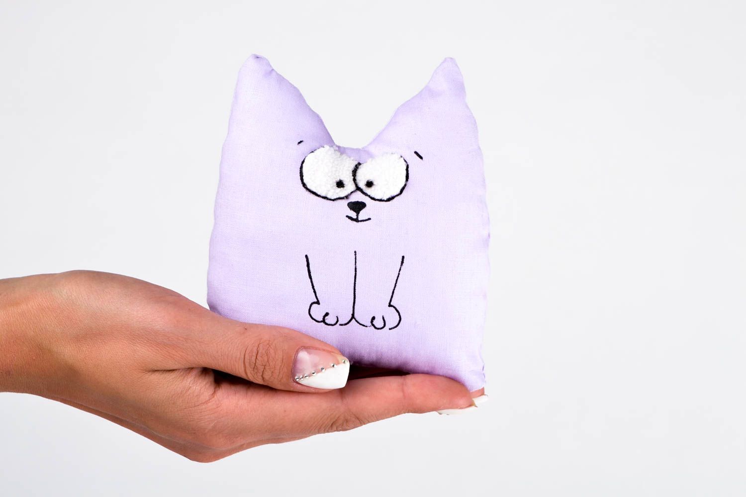 Juguete hecho a mano regalo para niño gato de tela clara decoración de hogar foto 2