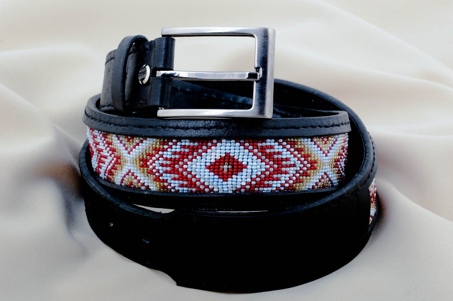 Handmade belt for men leather belt unusual belts beaded belt for women photo 1