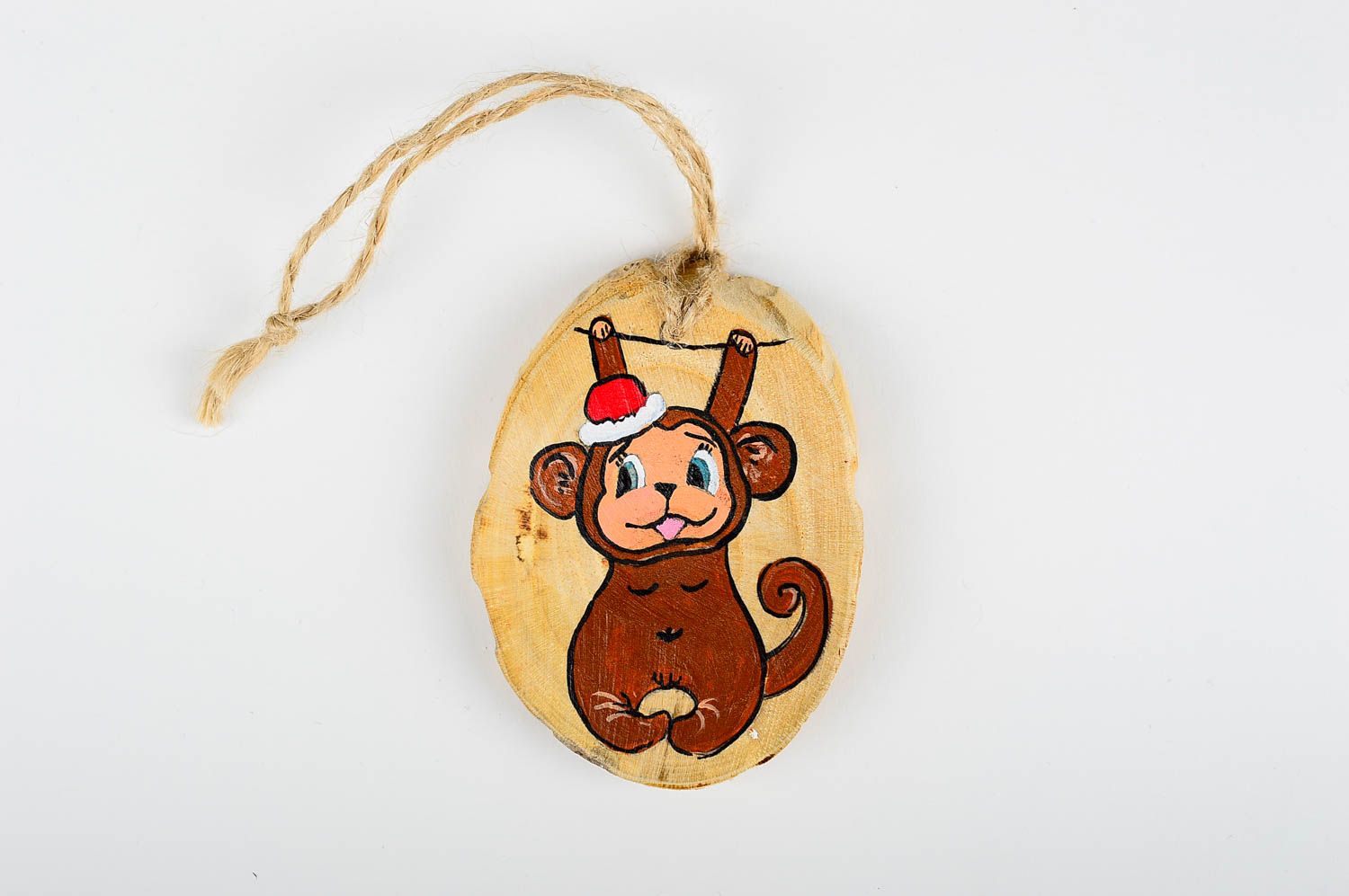 Игрушка на елку handmade декор для дома игрушка из дерева с обезьянкой фото 3