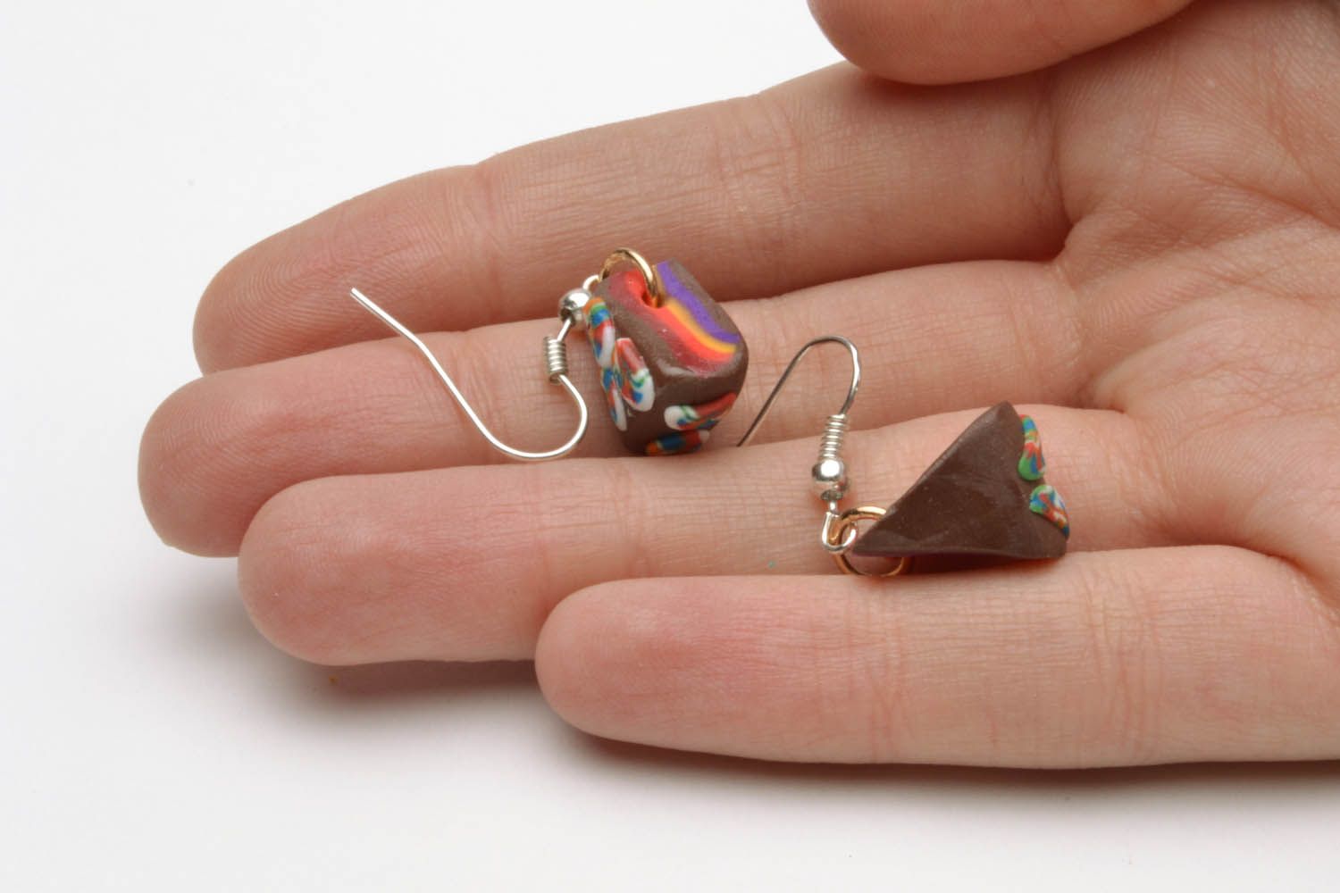 Cake-shaped earrings made of polymer clay photo 5