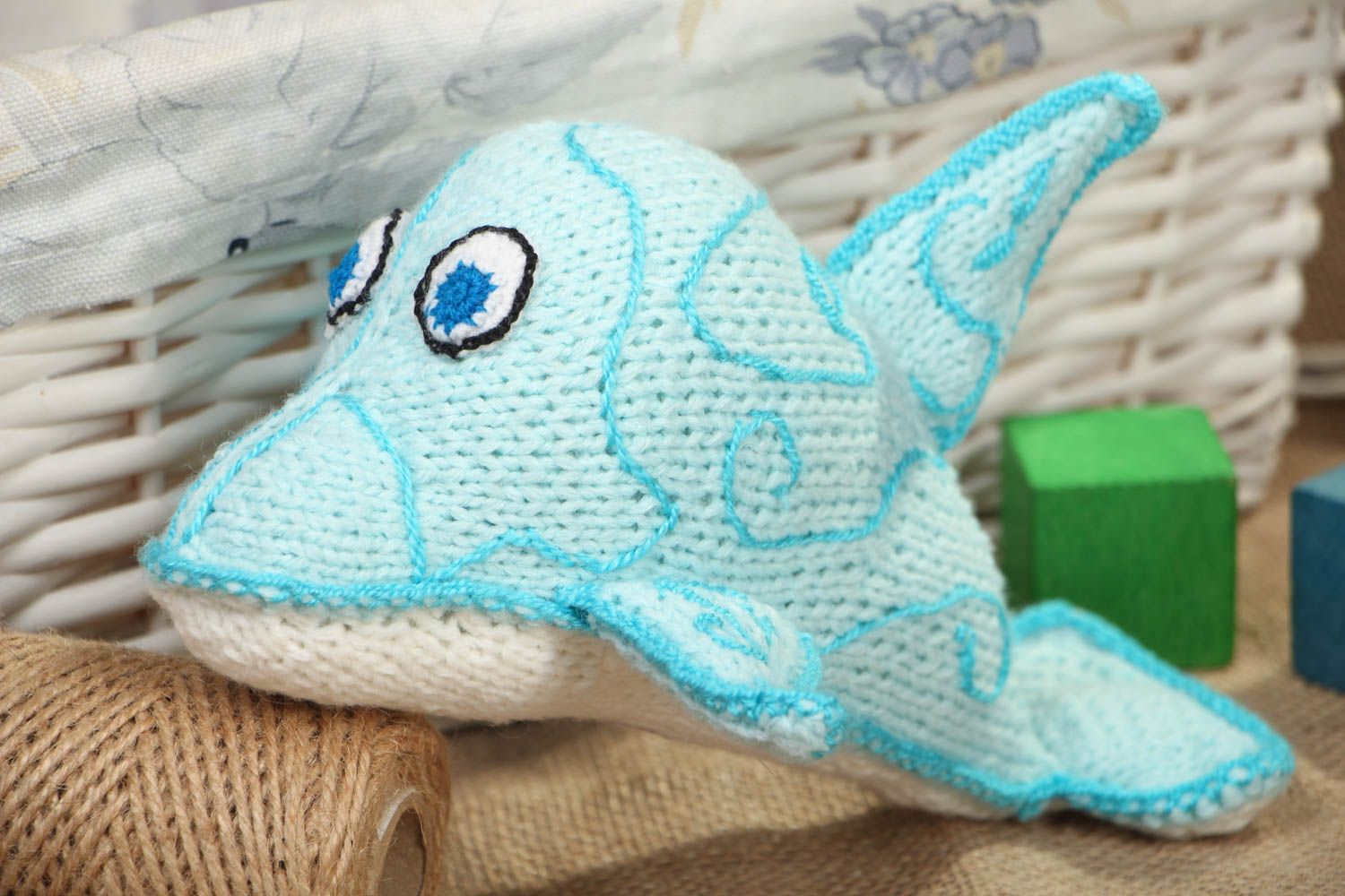 Crochet soft toy Blue Dolphin photo 5