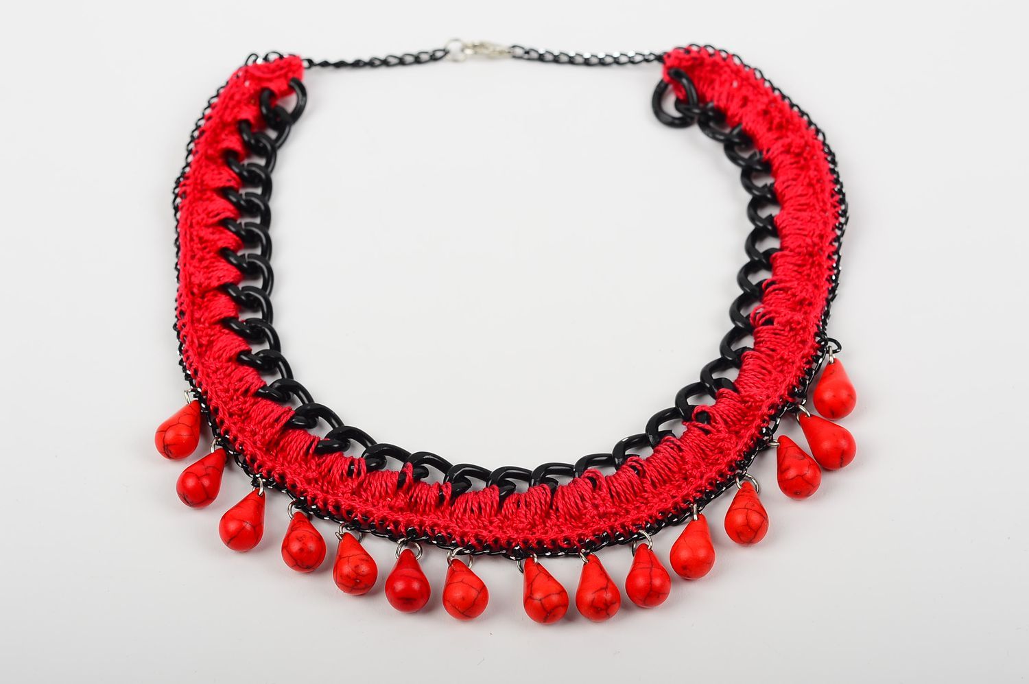 Handmade beaded necklace designer textile accessory stylish necklace gift photo 2