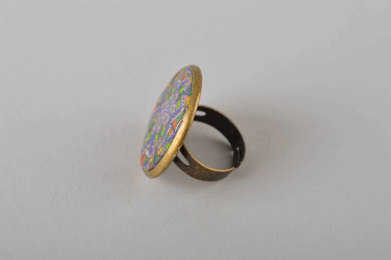 Кольцо ручной работы украшение из полимерной глины украшение кольцо круглое фото 4