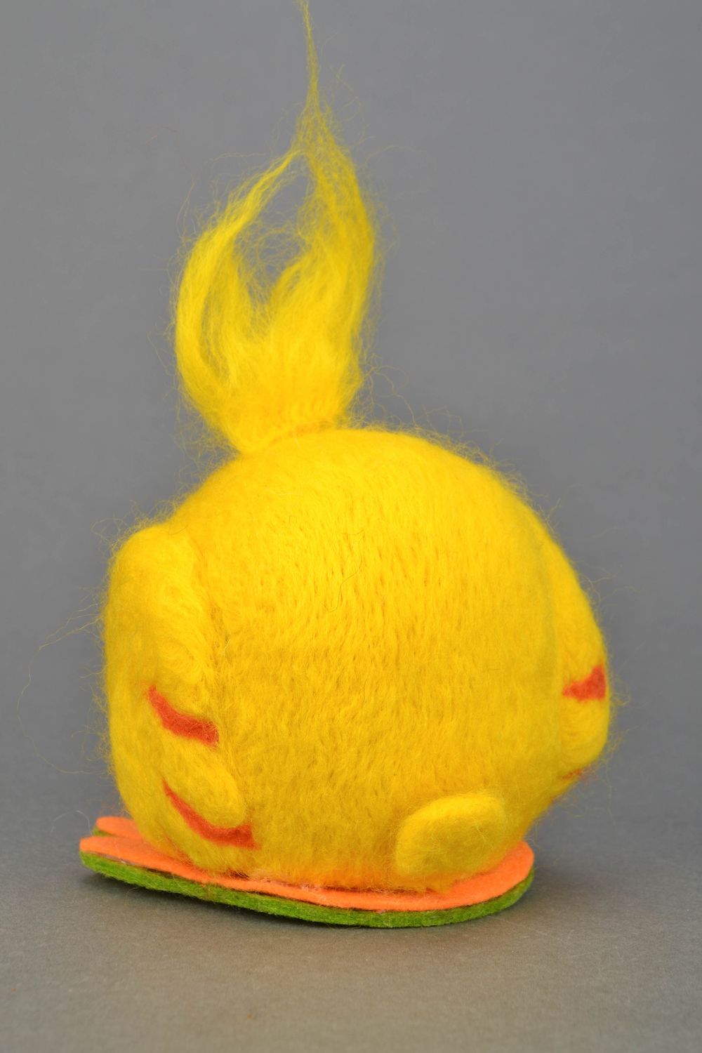 Jouet doux en laine feutrée Hibou jaune photo 4