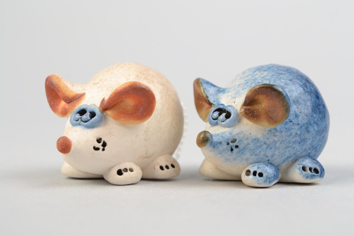 Ceramic beautiful handmade painted figurine mice for home interior decor photo 1