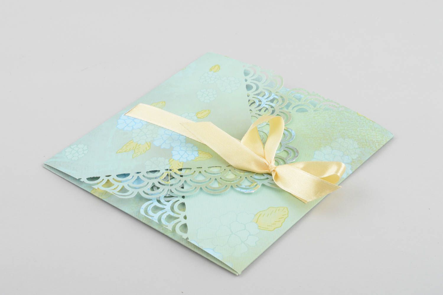 Enveloppe fait main papier design Enveloppe cadeau bleu ruban Idée cadeau photo 3