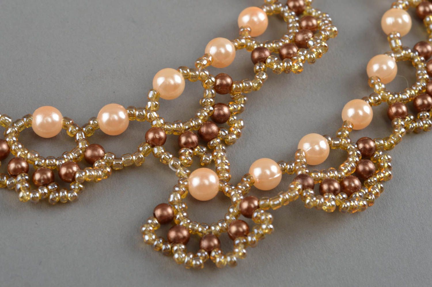 Collier en perles fantaisie et perles de rocaille fait main style vintage photo 3