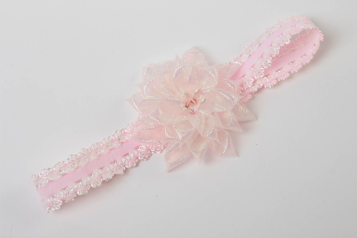 Pink handmade flower headband designer hair accessories baby trendy hair photo 2