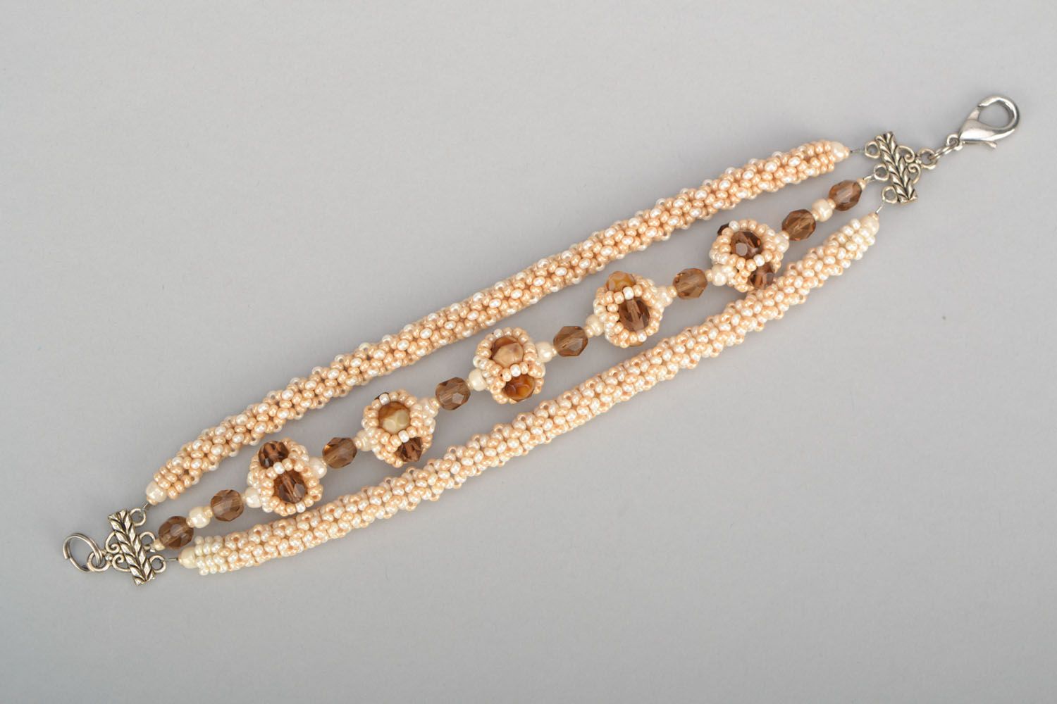 Caramel beads chain charm bracelet for girl photo 3