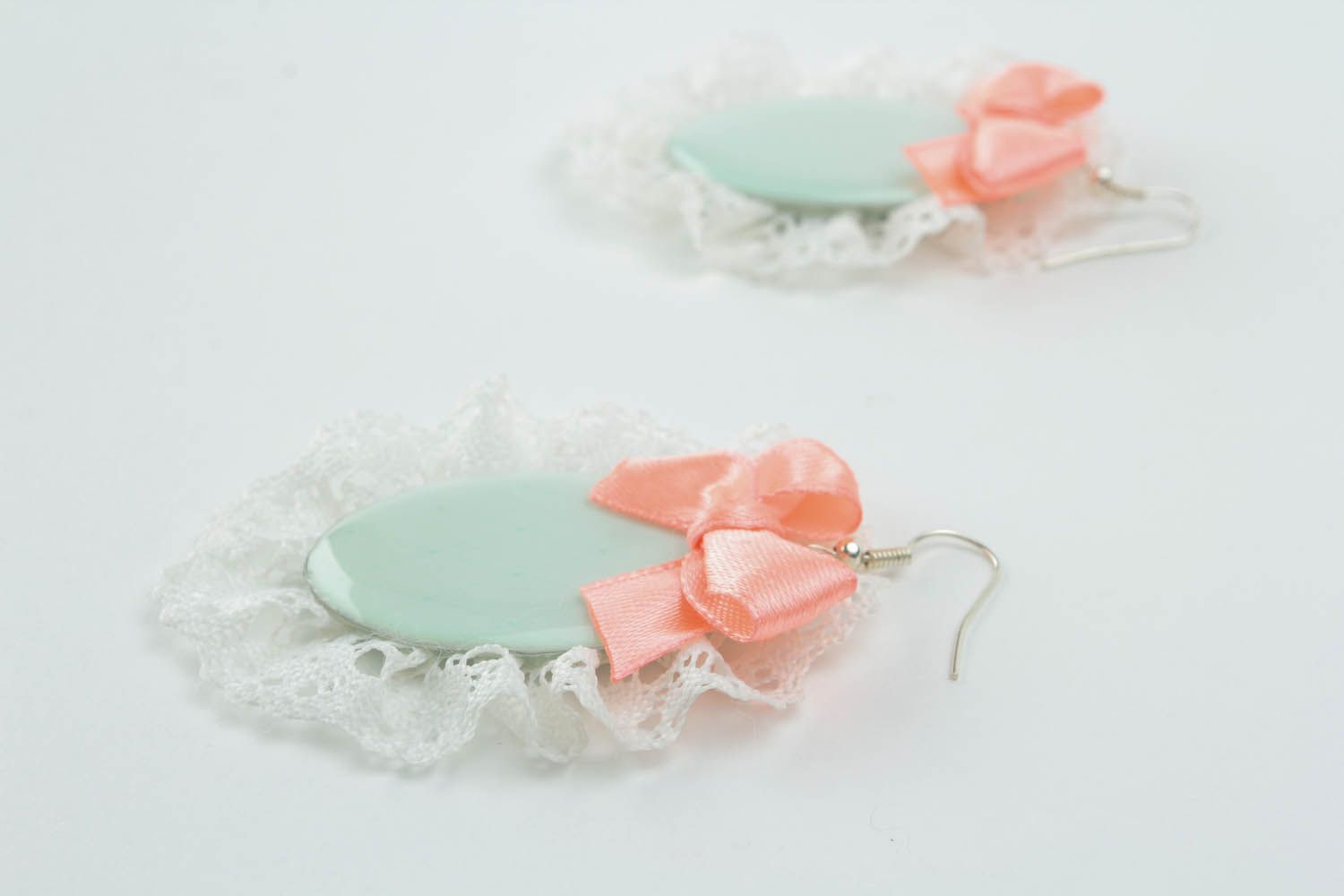 Earrings with lace and bows photo 3