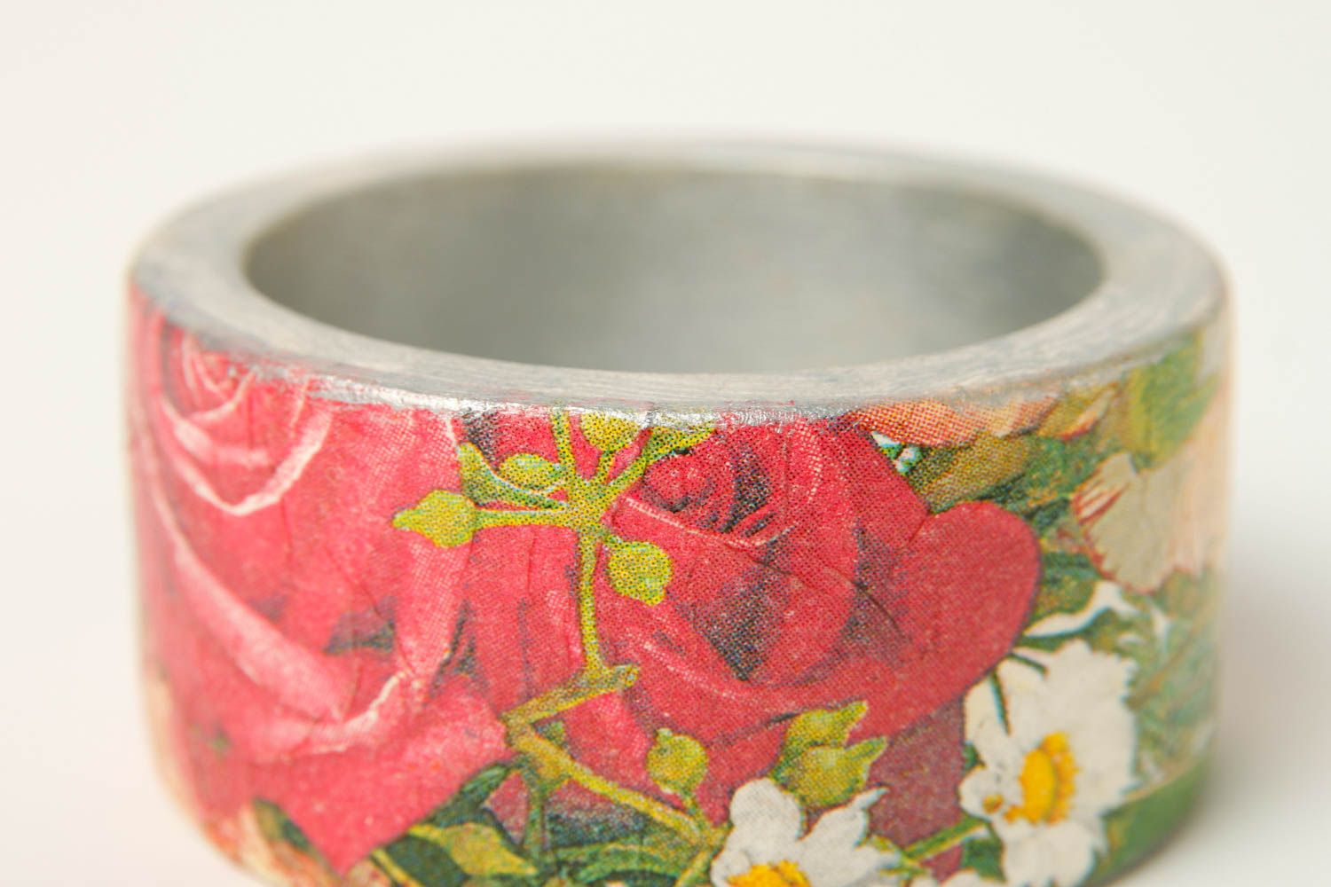 Brazalete artesanal con flores regalo perzonalizado pulsera de madera  foto 6