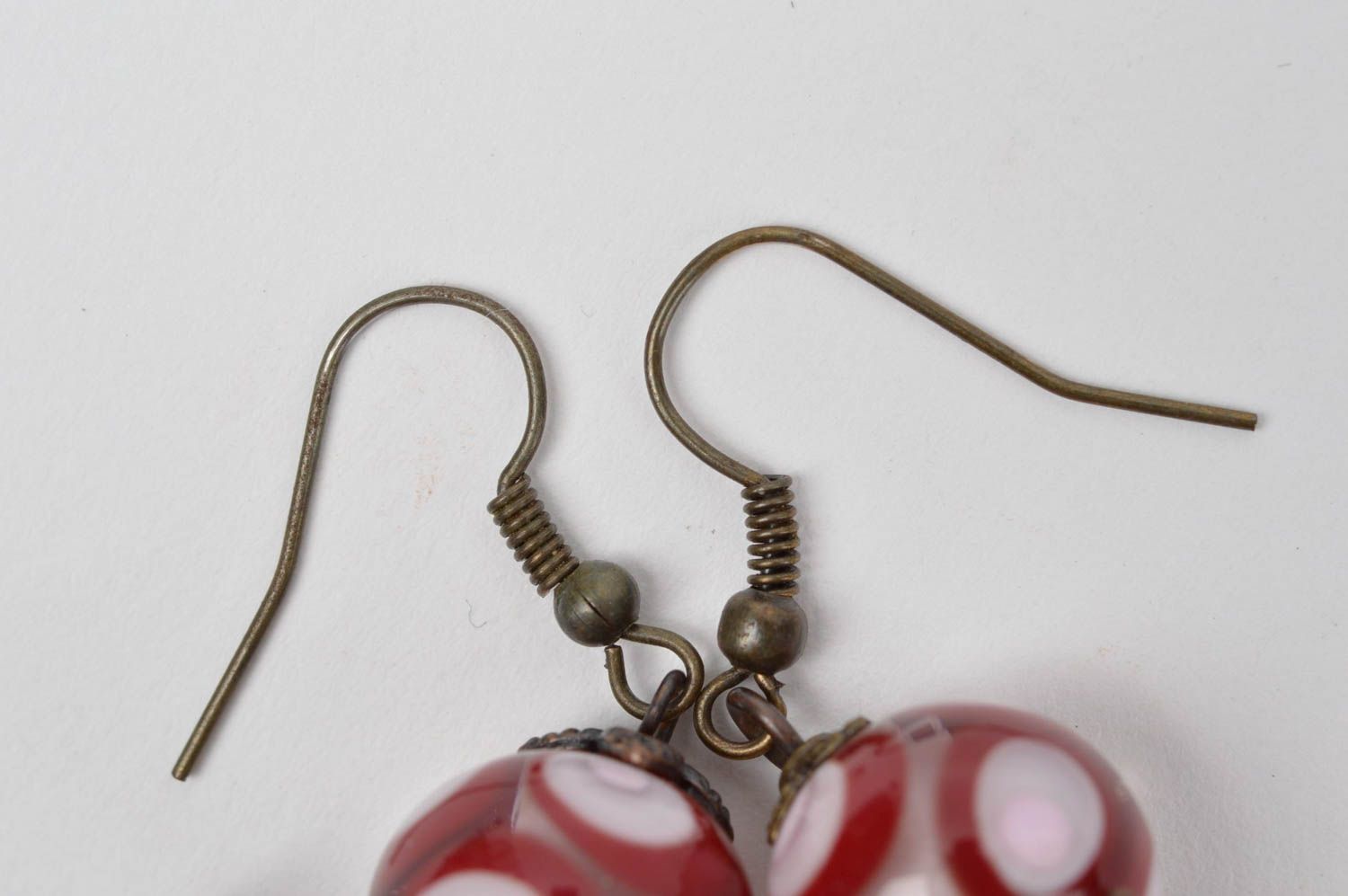 Handmade Accessoire für Frauen Damen Schmuck Glas Ohrringe modisch rot foto 4