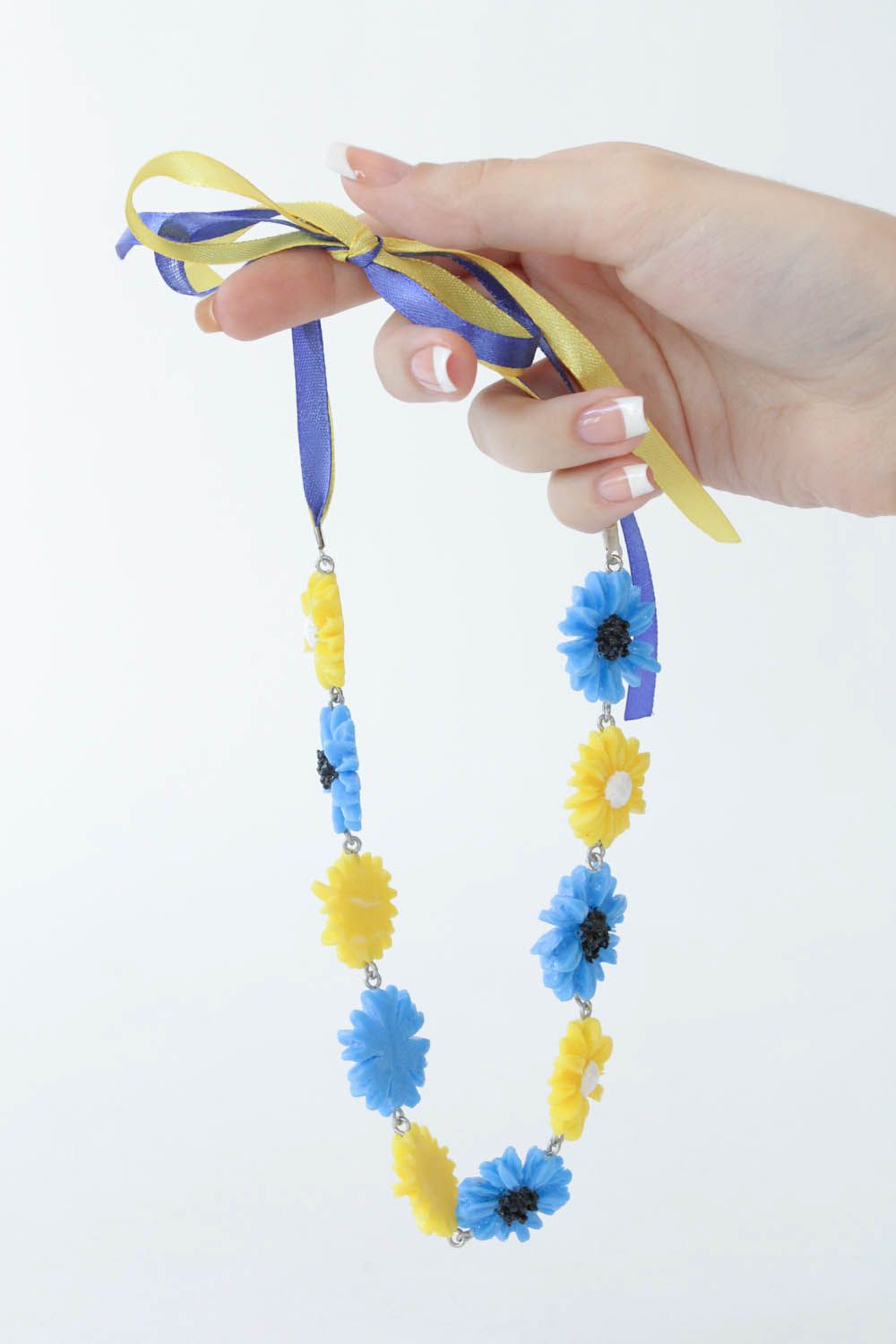 Polymer clay necklace Сornflowers photo 5