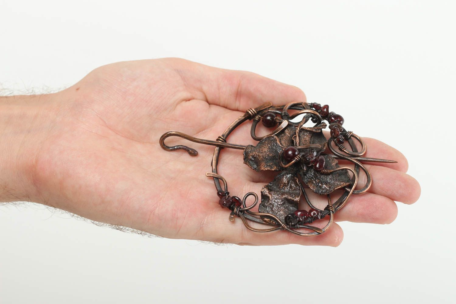 Handmade brooch designer accessory gift ideas unusual brooch copper jewelry photo 5