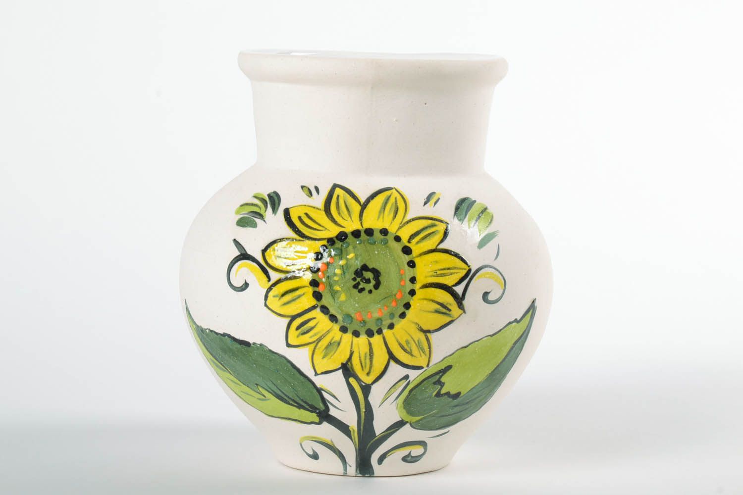 25 oz white ceramic milk carafe with sunflower painting with no handle 7, 2 lb photo 3