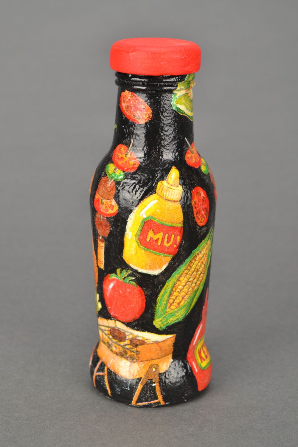 Handmade decorative bottle jar 5 oz with red lid 0,5 lb photo 3