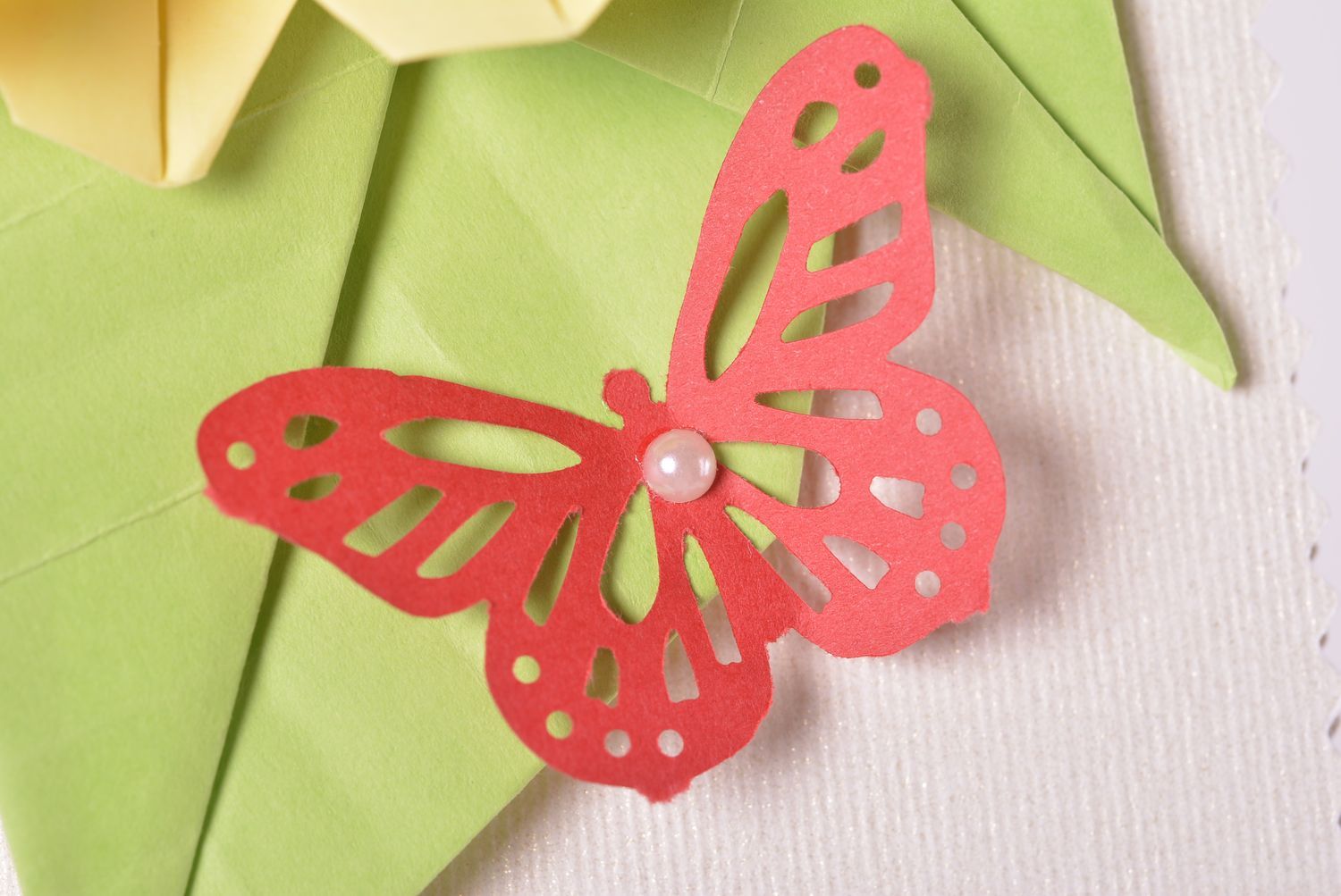 Carte de voeux fait main en carton fleur et papillons Petit cadeau pour femme photo 3