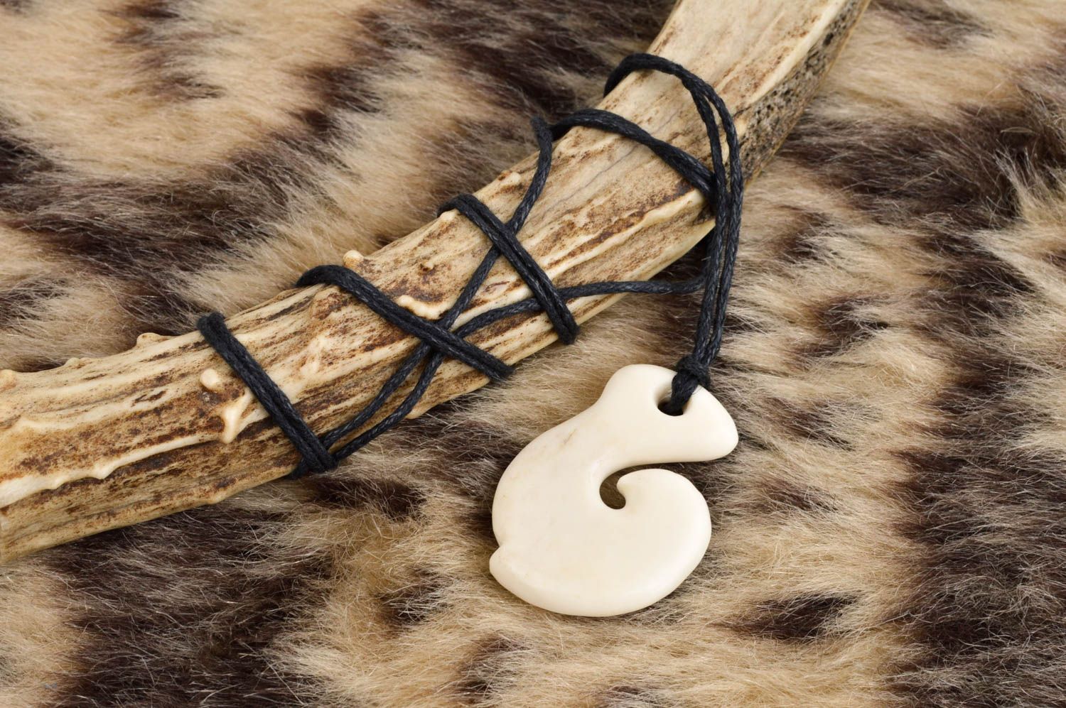 Bone pendant handmade necklace unique accessory fashion jewelry beautiful photo 1