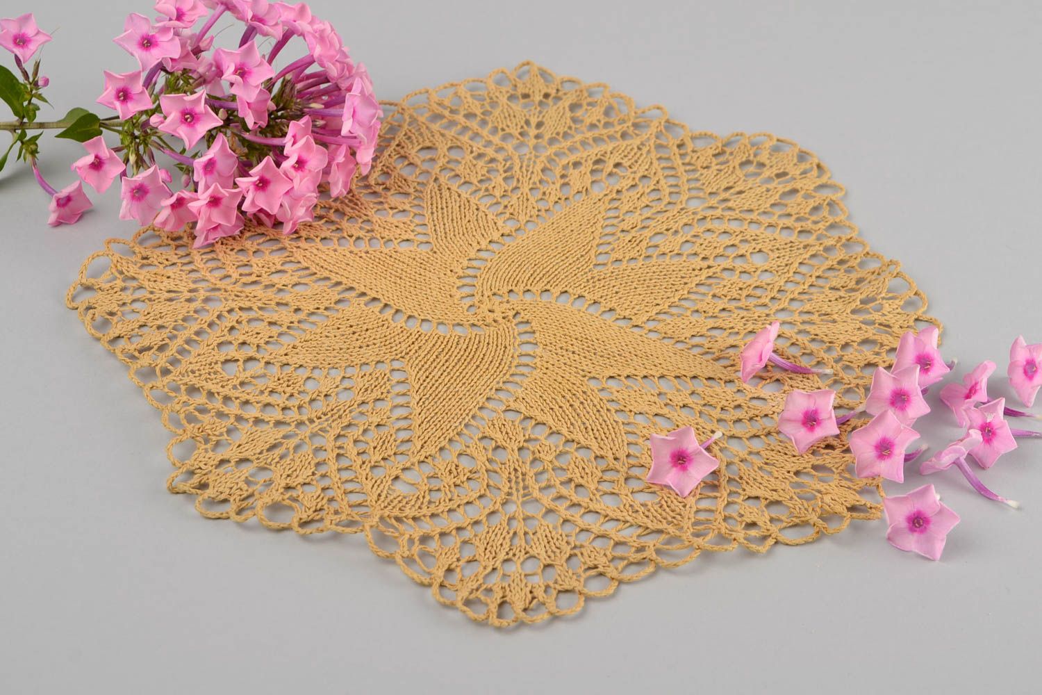 Stylish knitted napkin cotton designer tablecloth for interior present idea photo 1