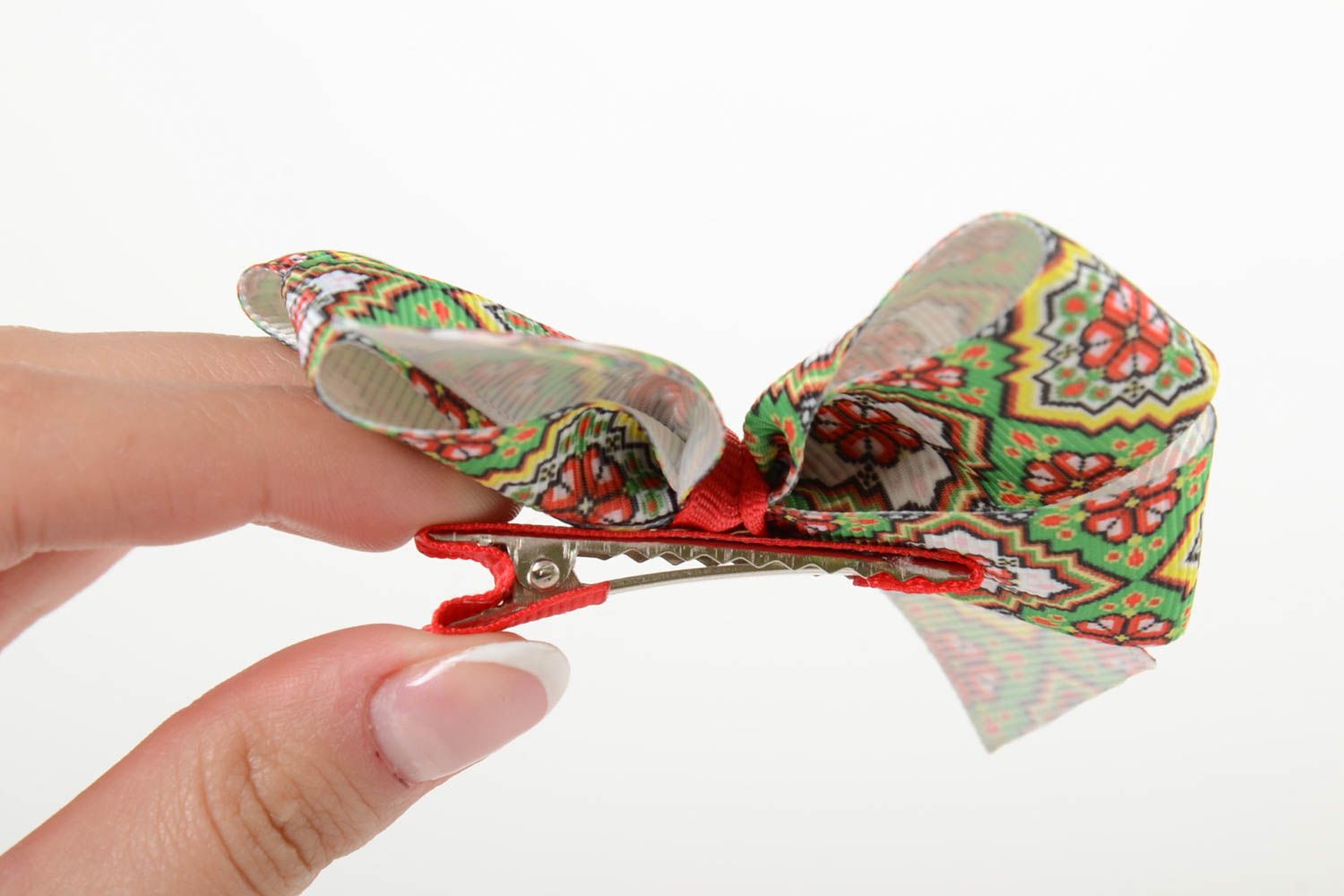 Hairpin made of rep ribbons for baby girl handmade designer barrette photo 5