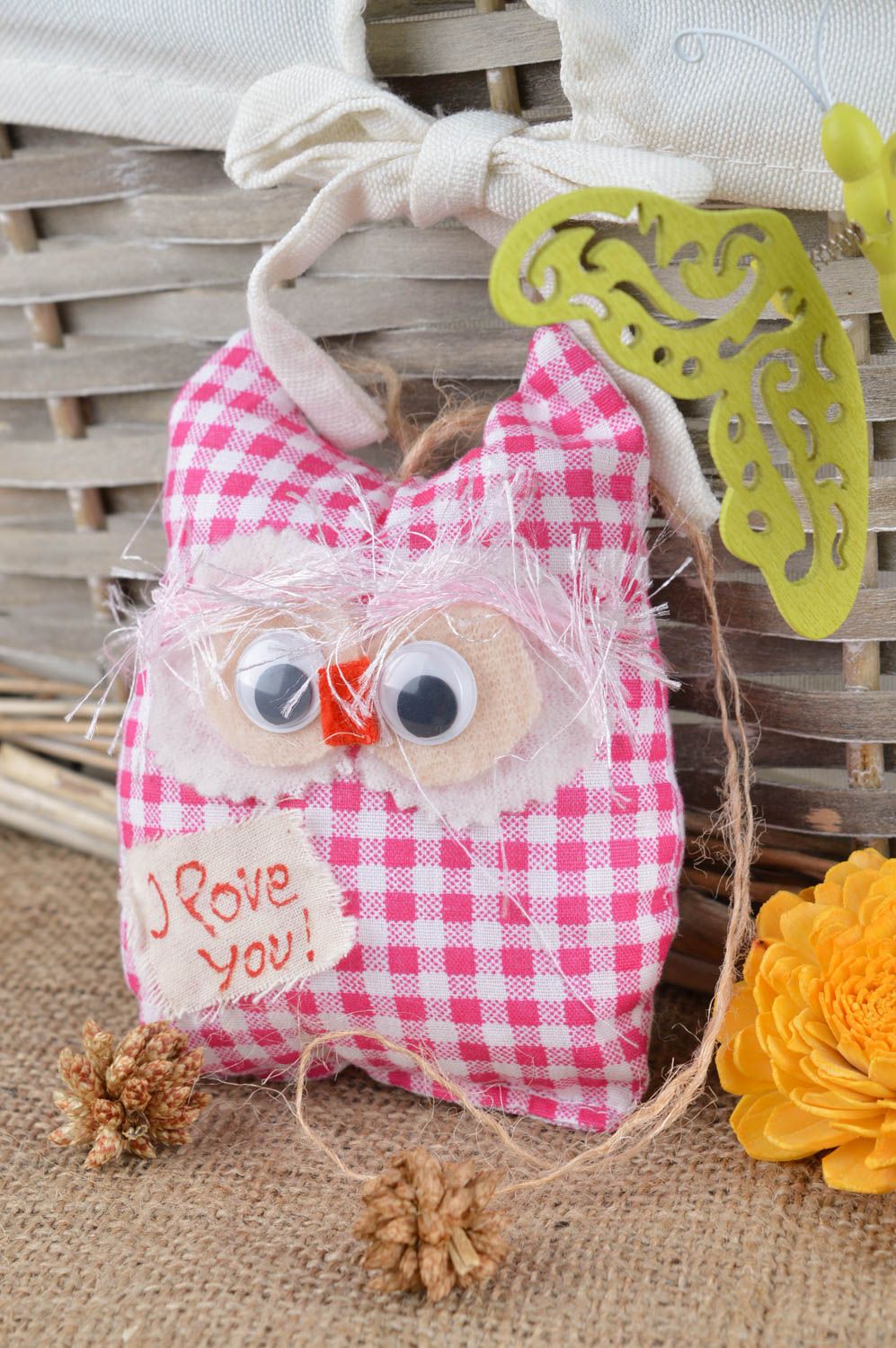 Handmade decorative stuffed toy owl interior soft doll present for kids photo 1